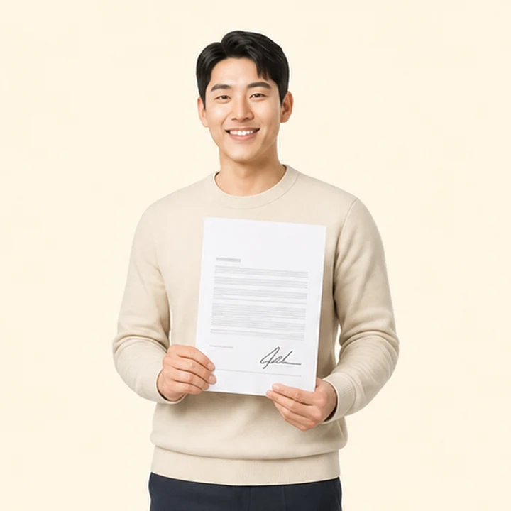 SUV 장기렌트 서면 견적서를 들고 있는 고객